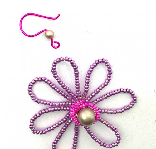 Kristal Wick's Blooming Wire Whimsy Earrings - , Beading, Wire Wrapping, Wrapping, Wire Wrapping Jewelry, Beads, adjust the petals and add ear wire