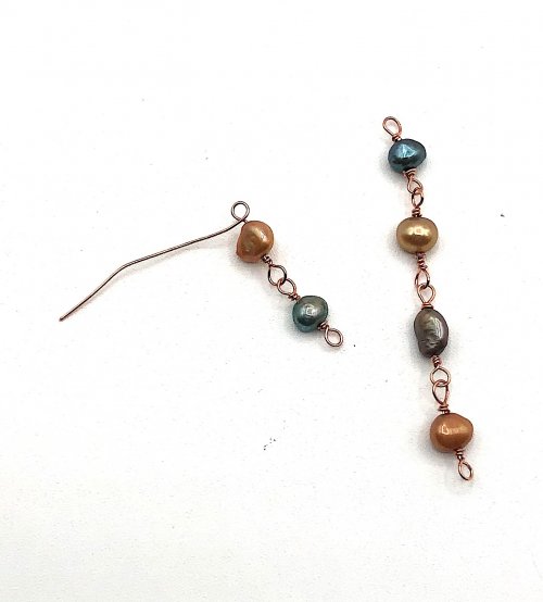 Kristal Wick's Blue Cascade Pearl Earrings - , Contemporary Wire Jewelry, Making Chain, Chain Making , Loops, Wire Loop, Wrapped Wire Loop, make a wire wrapped link