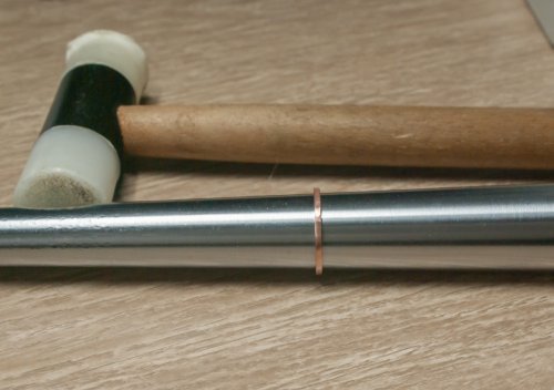 Kylie Jones's Beaded RIng Pendant - , Contemporary Wire Jewelry, Texturing, Butane Torch, Soldering, Solder, hammer the ring on a mandrel