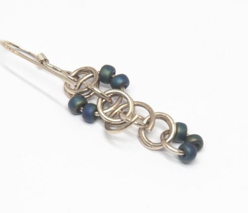 Kylie Jones's Beaded Helm Chain Maille Earrings - , Chain Maille Jewelry, Chain Maille, chain mail, chainmaille, chainmail, , add a larger jump ring