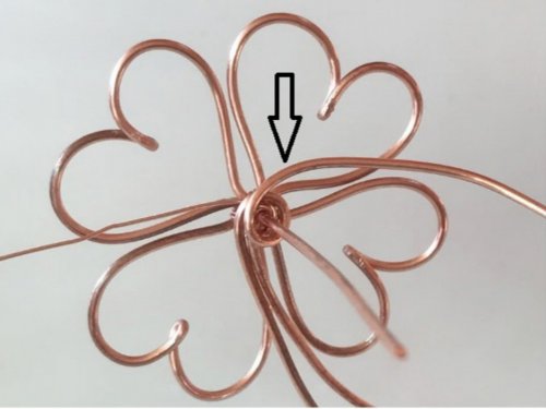 Erika Pal's Lucky Clover Pendant - , Contemporary Wire Jewelry, Wire Wrapping, Wrapping, Wire Wrapping Jewelry, wrap the long wire around the shorter one