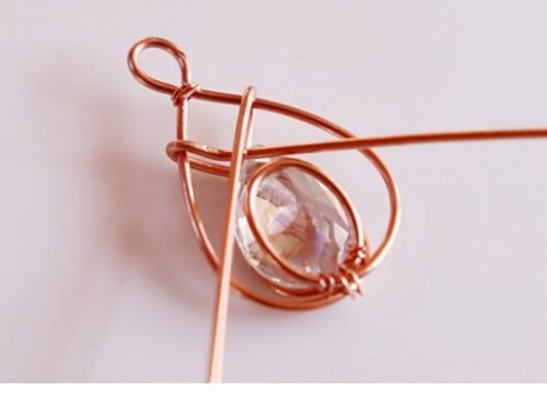 Erika Pal's Classic Wire and Stone Pendant - , Contemporary Wire Jewelry, Wire Wrapping, Wrapping, Wire Wrapping Jewelry, repeat with second wire