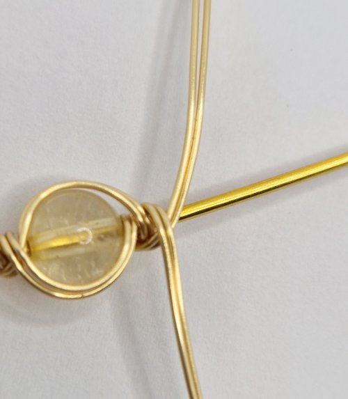 Natalie Patten's Bead and Wire Bracelet with Attached Clasp - , Contemporary Wire Jewelry, Wire Wrapping, Wrapping, Wire Wrapping Jewelry, cross the wires