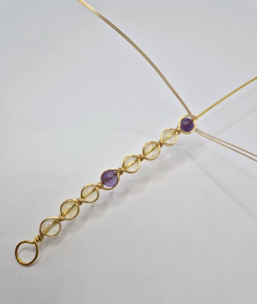Natalie Patten's Bead and Wire Bracelet with Attached Clasp - , Contemporary Wire Jewelry, Wire Wrapping, Wrapping, Wire Wrapping Jewelry, flatten the fine wires so they sit correctly