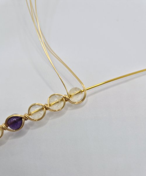 Natalie Patten's Bead and Wire Bracelet with Attached Clasp - , Contemporary Wire Jewelry, Wire Wrapping, Wrapping, Wire Wrapping Jewelry, push the frame wires to the sides of the beads
