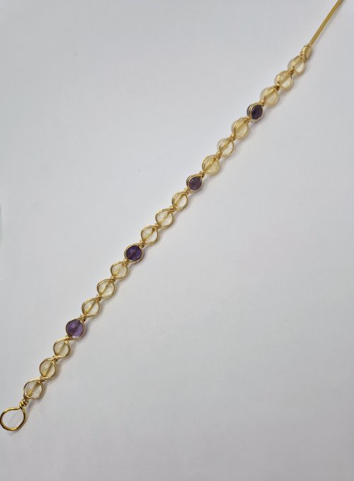 Natalie Patten's Bead and Wire Bracelet with Attached Clasp - , Contemporary Wire Jewelry, Wire Wrapping, Wrapping, Wire Wrapping Jewelry, check the orientation of the hook wire