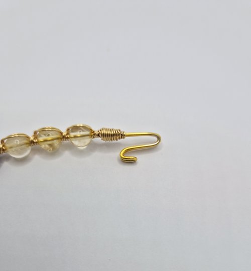 Natalie Patten's Bead and Wire Bracelet with Attached Clasp - , Contemporary Wire Jewelry, Wire Wrapping, Wrapping, Wire Wrapping Jewelry, bend the tip of the hook up