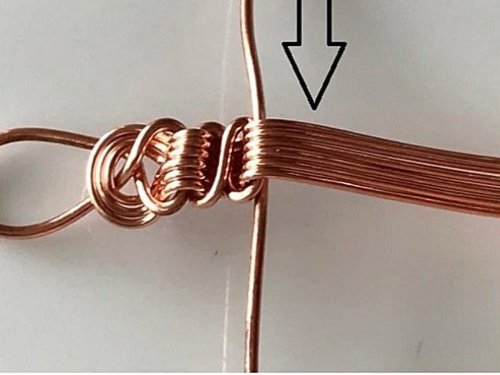 Erika Pal's Triple Strand Braided Wire Bracelet - , Contemporary Wire Jewelry, Wire Wrapping, Wrapping, Wire Wrapping Jewelry, Weaving, Wire Weaving, Weaving Wire, bend the six wires downward