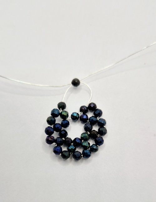 Natalie Patten's Bead and Wire Circular Component - , Contemporary Wire Jewelry, Weaving, Wire Weaving, Weaving Wire, Beads, pass the tail end back through the bead