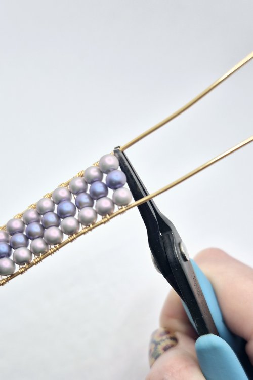 Natalie Patten's Channel-set Beaded Cuff Bracelet - , Contemporary Wire Jewelry, Wire Wrapping, Wrapping, Wire Wrapping Jewelry, trim the wire