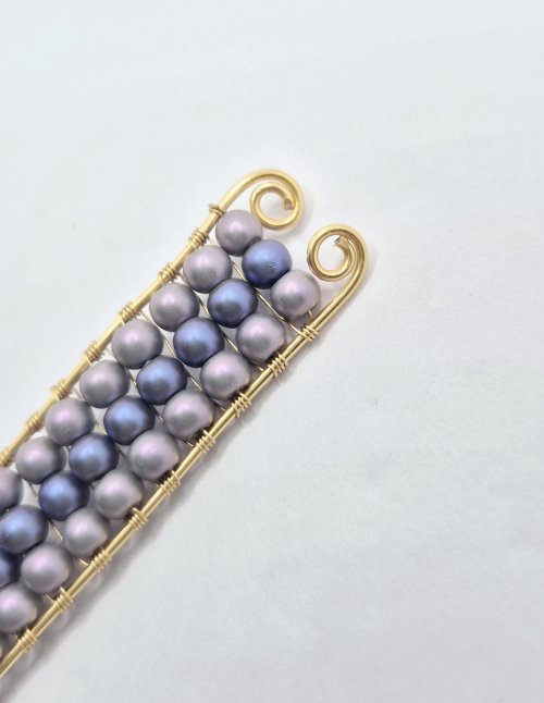 Natalie Patten's Channel-set Beaded Cuff Bracelet - , Contemporary Wire Jewelry, Wire Wrapping, Wrapping, Wire Wrapping Jewelry, complete the spirals