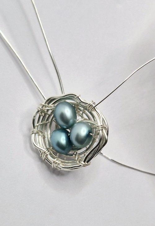 Natalie Patten's Birds Nest Pendant - , Contemporary Wire Jewelry, Wire Wrapping, Wrapping, Wire Wrapping Jewelry, Weaving, Wire Weaving, Weaving Wire, Secure remaining weaving wire to frame