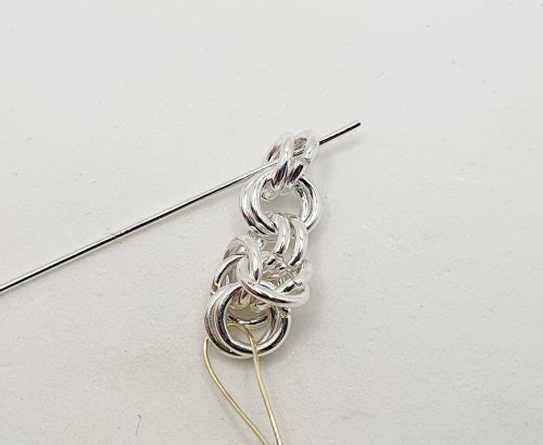 Natalie Patten's Byzantine Chainmaille Earrings - , Chain Maille Jewelry, Chain Maille, chain mail, chainmaille, chainmail, , Link the three pairs