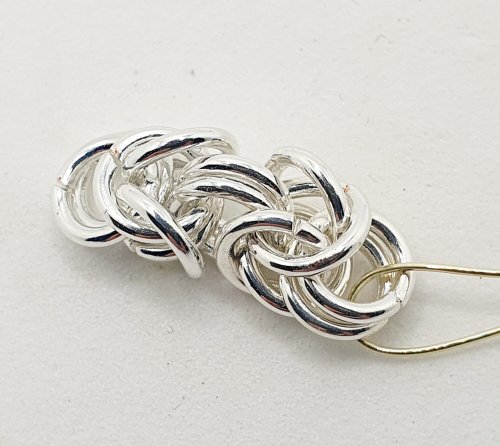 Natalie Patten's Byzantine Chainmaille Earrings - , Chain Maille Jewelry, Chain Maille, chain mail, chainmaille, chainmail, , Complete the first section