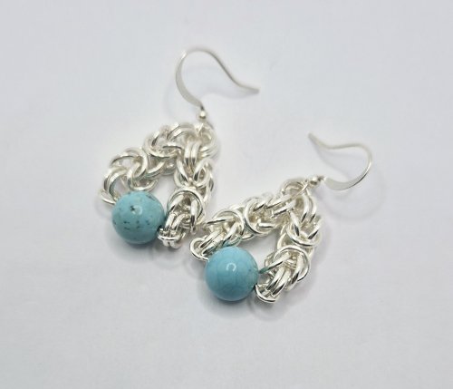 Natalie Patten's Byzantine Chainmaille Earrings - , Chain Maille Jewelry, Chain Maille, chain mail, chainmaille, chainmail, , Make matching earring in the same way
