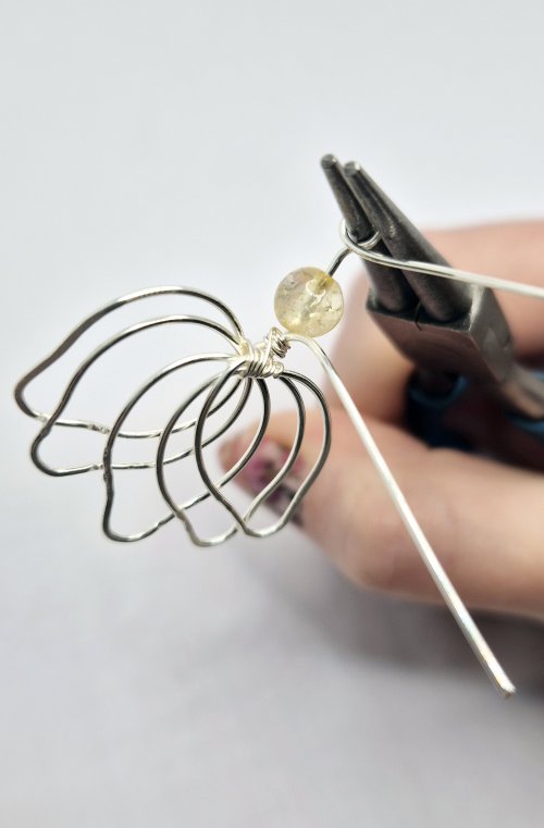 Natalie Patten's Lotus Pendant - , Contemporary Wire Jewelry, Wire Wrapping, Wrapping, Wire Wrapping Jewelry, Create the loop and adjust as needed