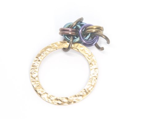 Kylie Jones's Chain Maille Bail Pendant - , Chain Maille Jewelry, Chain Maille, chain mail, chainmaille, chainmail, , Take an open ring and go through both of the flipped rings 