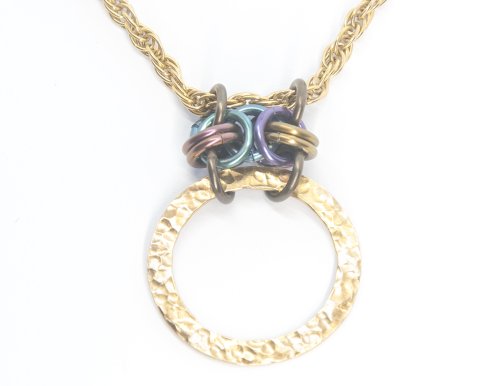 Kylie Jones's Chain Maille Bail Pendant - , Chain Maille Jewelry, Chain Maille, chain mail, chainmaille, chainmail, ,  Slip the chain through the 2 top rings and your pendant is ready.