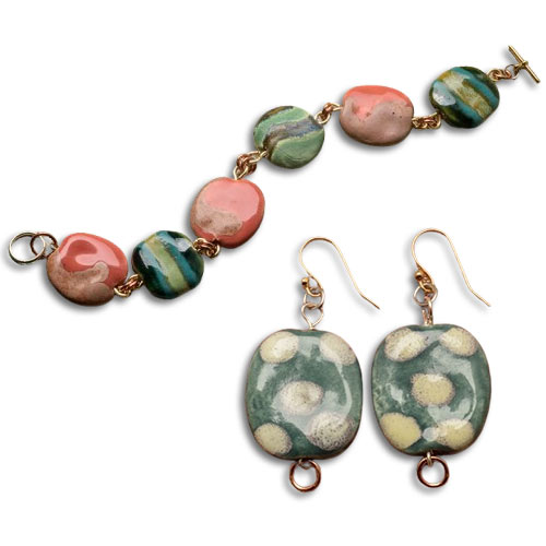 Nancy Chase's Autumn Colors Bracelet and Earrings - , Beading, Loops, Wire Loop, Wrapped Wire Loop, Beads, finished earrings and bracelet
