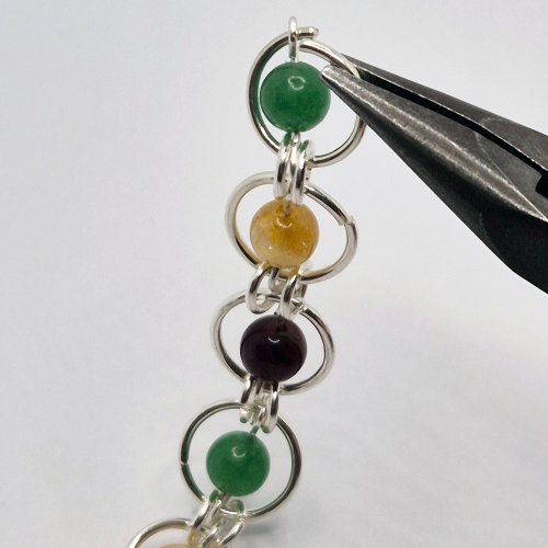 Natalie Patten's Fall Into Chainmaille - , Chain Maille Jewelry, Loops, Wire Loop, Wrapped Wire Loop, Beads, Chain Maille, chain mail, chainmaille, chainmail, , Slide the loop 