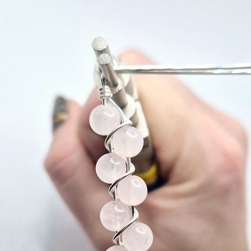 Natalie Patten's Half Wrist Wrap Bracelet  - , Contemporary Wire Jewelry, Loops, Wire Loop, Wrapped Wire Loop, , Bend the two remaining beaded wires 