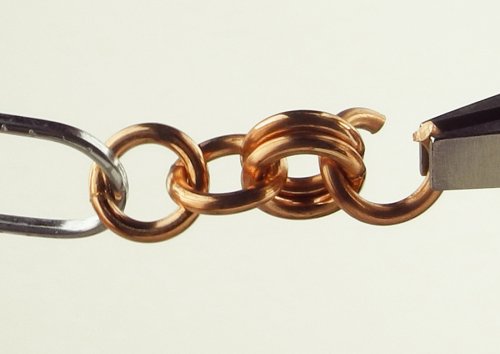 Marilyn Gardiner's Barrel Weave Bracelet - , Chain Maille Jewelry, Making Chain, Chain Making , Add jump ring to chain with flat nose pliers
