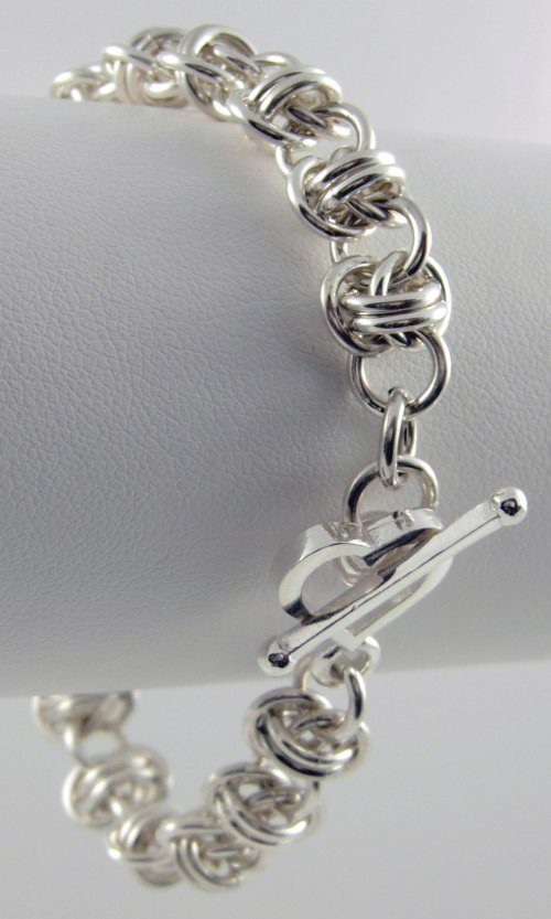 Marilyn Gardiner's Barrel Weave Bracelet - , Chain Maille Jewelry, Making Chain, Chain Making , Finished Barrel Weave Bracelet with toggle clasp