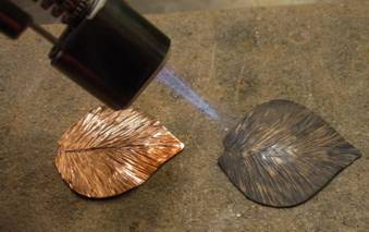 Judy Larson's Calla Lily Earrings - , Metalwork, Dapping, Dapping Jewelry, Filing, Finishing, Oxidizing Wire, Oxidizing, Antiquing Wire, Antiquing, Texturing, Tumbling, Tumble, Tumbling Jewelry, Butane Torch, Soldering, Solder, Annealing copper sheet with hand torch