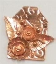 Judy Larson's Tab Style Pendant - , Metalwork, Coiling, Coiling Wire, Wire Coiling, Cutting, Cutting Tool, Cutters, Dapping, Dapping Jewelry, Filing, Finishing, How To Punch Holes, Hole Punching, Punch A Hole, Oxidizing Wire, Oxidizing, Antiquing Wire, Antiquing, Riveting, Riveting Techniques, Wire Rivets, Sawing, Saw, Wire Saw, Texturing, Butane Torch, Soldering, Solder, Assymbled pieces