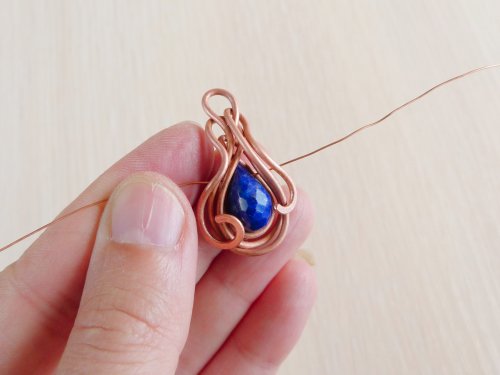 Oksana Truhan's Elegant Pendant - , Contemporary Wire Jewelry, Weaving, Wire Weaving, Weaving Wire, Thread the bead on 24g wire