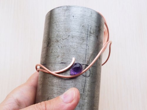 Oksana Truhan's Woven Amethyst Focal Bracelet  - , Wire Weaving, Wire Wrapping, Wrapping, Wire Wrapping Jewelry, Weaving, Wire Weaving, Weaving Wire, testing the stone placement