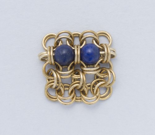 Kylie Jones's Lapis and Brass Chain Maille Diamond Earrings - , Chain Maille Jewelry, Making Chain, Chain Making , make a loop on the other end of the wire