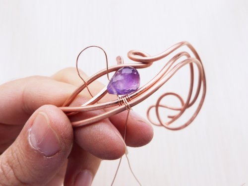 Oksana Truhan's Woven Amethyst Focal Bracelet  - , Wire Weaving, Wire Wrapping, Wrapping, Wire Wrapping Jewelry, Weaving, Wire Weaving, Weaving Wire, weave on the briolette