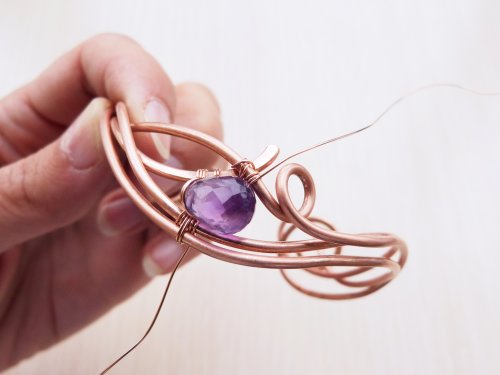 Oksana Truhan's Woven Amethyst Focal Bracelet  - , Wire Weaving, Wire Wrapping, Wrapping, Wire Wrapping Jewelry, Weaving, Wire Weaving, Weaving Wire, weave