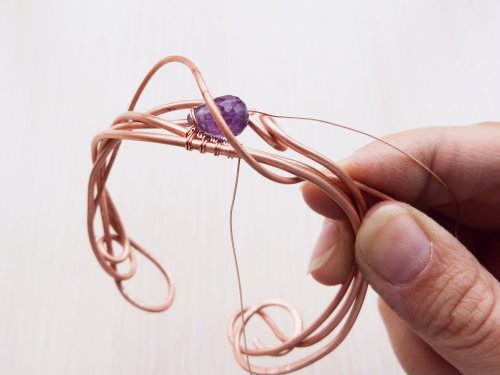 Oksana Truhan's Woven Amethyst Focal Bracelet  - , Wire Weaving, Wire Wrapping, Wrapping, Wire Wrapping Jewelry, Weaving, Wire Weaving, Weaving Wire, 18 gauge wire