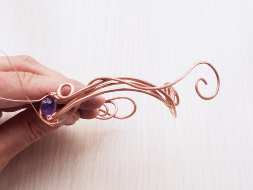 Oksana Truhan's Woven Amethyst Focal Bracelet  - , Wire Weaving, Wire Wrapping, Wrapping, Wire Wrapping Jewelry, Weaving, Wire Weaving, Weaving Wire, fold the spiral