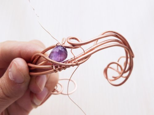 Oksana Truhan's Woven Amethyst Focal Bracelet  - , Wire Weaving, Wire Wrapping, Wrapping, Wire Wrapping Jewelry, Weaving, Wire Weaving, Weaving Wire, weave