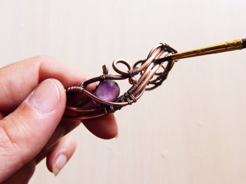 Oksana Truhan's Woven Amethyst Focal Bracelet  - , Wire Weaving, Wire Wrapping, Wrapping, Wire Wrapping Jewelry, Weaving, Wire Weaving, Weaving Wire, lacquer