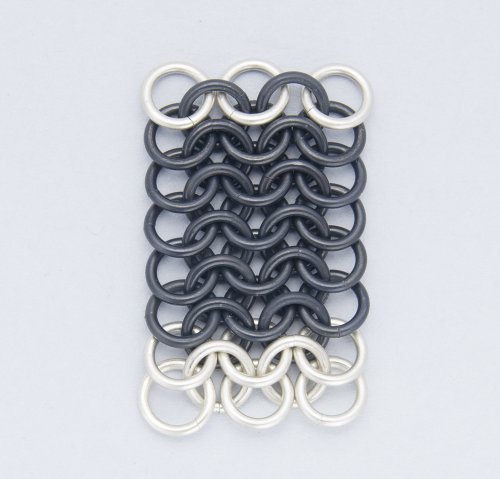 Kylie Jones's Black Niobium and Sterling Chain Maille Bracelet - , Chain Maille Jewelry, Making Chain, Chain Making , add another row of silver jump rings