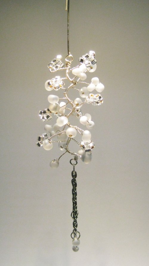 Stephanie Eddy's White Ice Ornament - , Hair Accessories, Zipper Pulls, Christmas Ornaments, Loops, Wire Loop, Wrapped Wire Loop, Wire Wrapping, Wrapping, Wire Wrapping Jewelry, ornament
