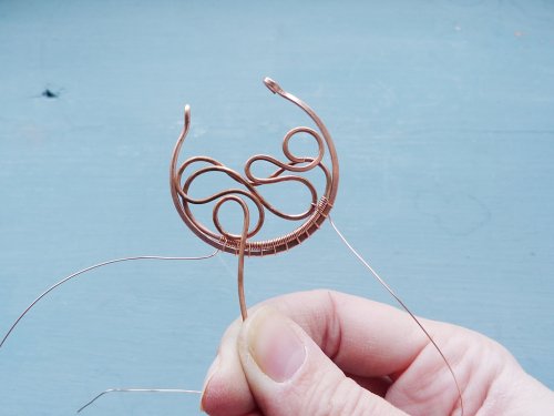 Oksana Truhan's Woven Wire Hoops - , Wire Weaving, Lashing, Wire Lashing, Loops, Wire Loop, Wrapped Wire Loop, Spirals, Wire Spiral, Spiral Wire Wrap, Oxidizing Wire, Oxidizing, Antiquing Wire, Antiquing, Wire Wrapping, Wrapping, Wire Wrapping Jewelry, Weaving, Wire Weaving, Weaving Wire, make more swirls