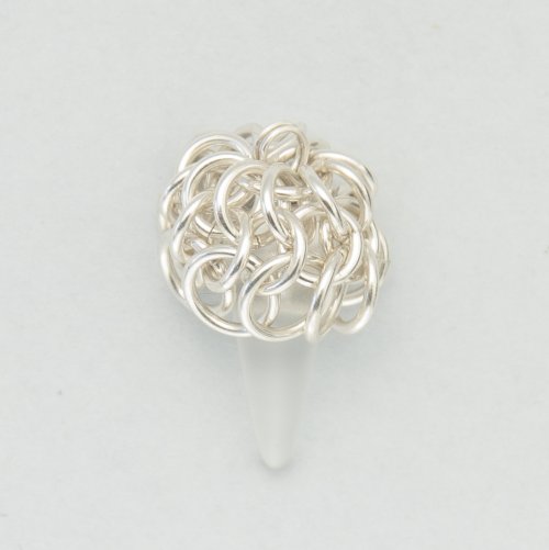 Kylie Jones's Chain Maille Czech Glass Spike Earrings.  - , Chain Maille Jewelry, Making Chain, Chain Making , thread the bead charm into the middle of the chain maille