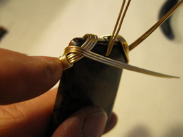 Joe Rushing's Obsidian Dangle Ladder Necklace - , Classic Wire Jewelry, Wire Wrapping, Wrapping, Wire Wrapping Jewelry, Gold Filled wire on Obsidian