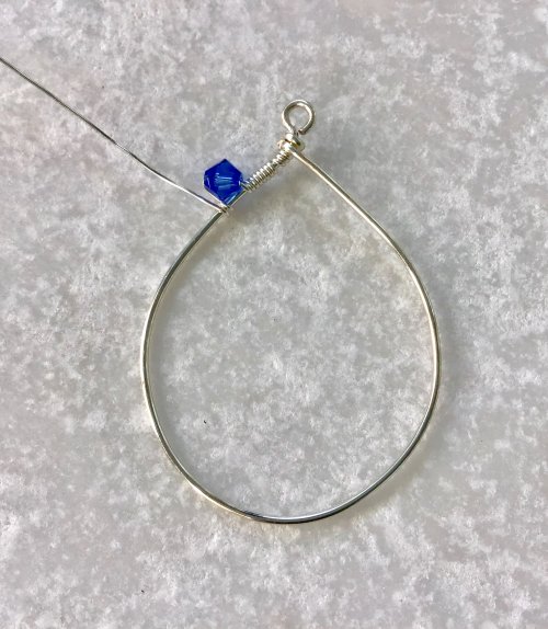 Kristal Wick's Blue Sky Earrings - , Contemporary Wire Jewelry, Coiling, Coiling Wire, Wire Coiling, Lashing, Wire Lashing, lash the crystal to the hoop