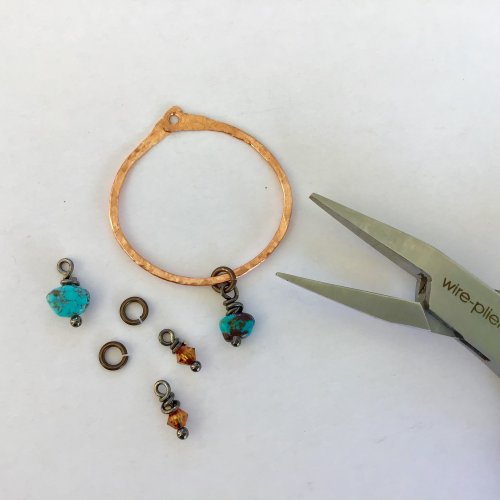 Kristal Wick's Vintage Turquoise Earrings - , Contemporary Wire Jewelry, Forging, Forging Jewelry, Jewelry Forging, How To Punch Holes, Hole Punching, Punch A Hole, Loops, Wire Loop, Wrapped Wire Loop, vintage turquoise earrings
