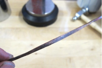 Kate Richbourg's Twisted Forged Cuffs - , Contemporary Wire Jewelry, Forging, Forging Jewelry, Jewelry Forging, Oxidizing Wire, Oxidizing, Antiquing Wire, Antiquing, Stamping, Stamps, Texturing, Butane Torch, Soldering, Solder, , Flatten square copper wire