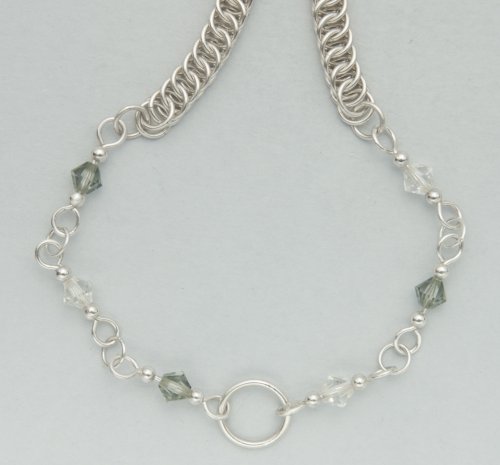 Kylie Jones's Swarovski Crystal Necklace with Half Persian 4 in 1 chain maille.  - , Chain Maille Jewelry, Making Chain, Chain Making , Using 5/32 jump rings connect each end 