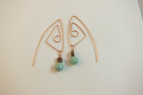 Karen Meador, Ph.D.'s Geometric Earrings - , Contemporary Wire Jewelry, Lashing, Wire Lashing, Findings, Clasps, Components, Loops, Wire Loop, Wrapped Wire Loop, you could add dangles to the wires