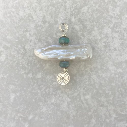 Kristal Wick's Stick Pearl and Wire Earrings - , Contemporary Wire Jewelry, Loops, Wire Loop, Wrapped Wire Loop, stick pearl earrings