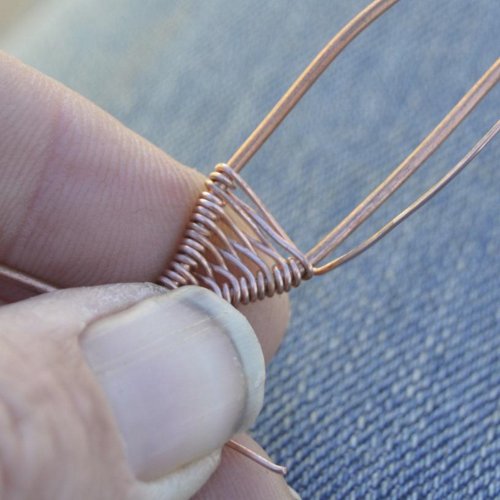 Deborah Kelly's Tree of Life Pendant - , Contemporary Wire Jewelry, Weaving, Wire Weaving, Weaving Wire, , Bend the bail wires to form a V